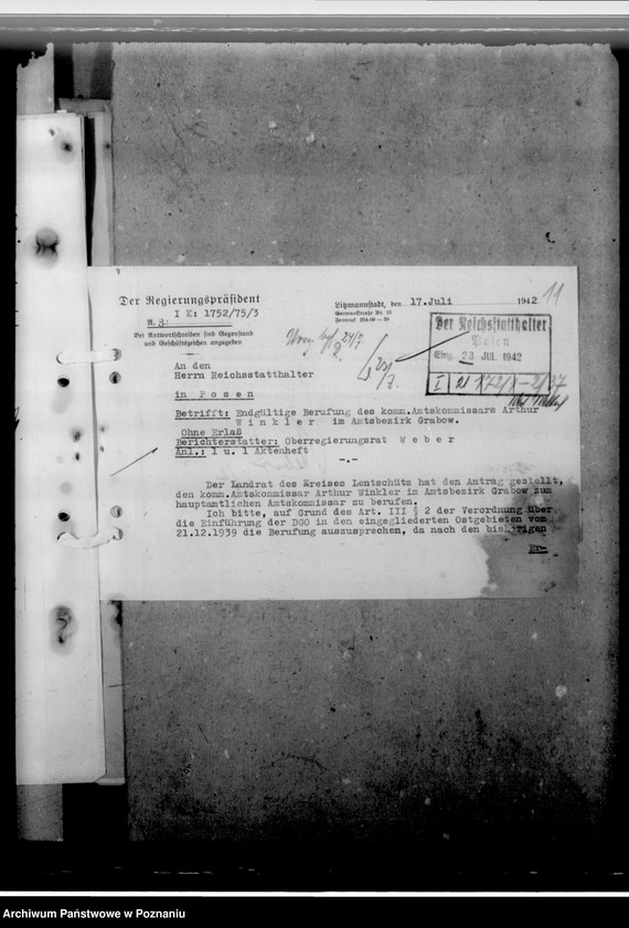 Obraz 15 z jednostki "Winkler, Artur - komisarz obwodowy"