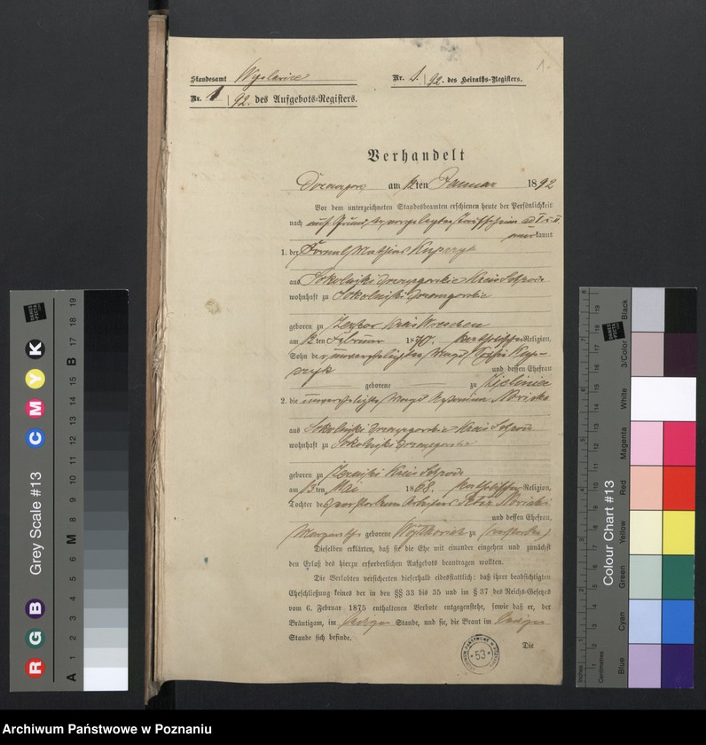 image.from.unit.number "Acta betreffend die Sammel-Akten zu den Heiratsregistern des Standesamtsbezirk Wyslawice Kreis Schroda"