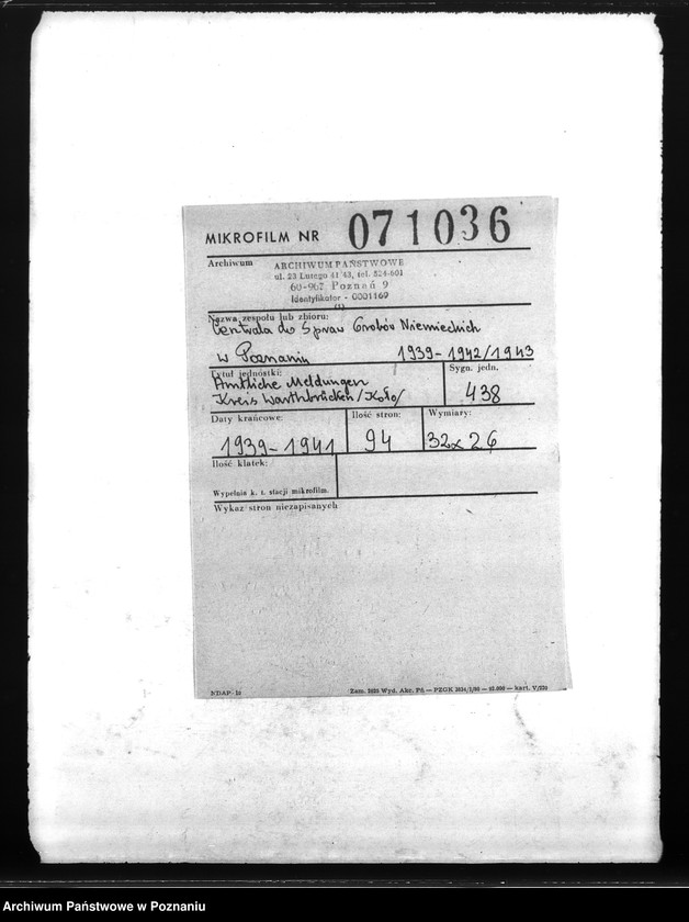 Obraz 2 z jednostki "Amtliche Meldungen Kreis Warthbrüchen (Koło)"