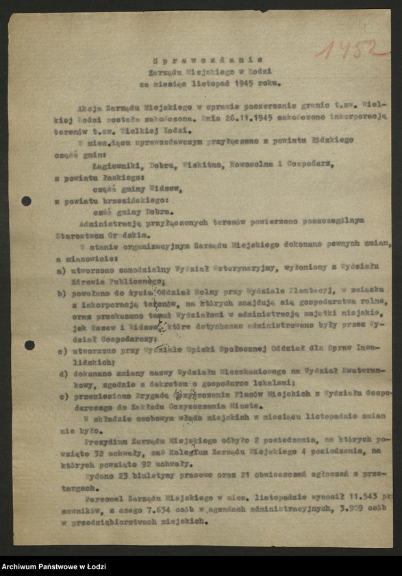 Obraz 5 z jednostki "Zarząd Miejski w Łodzi-sprawozdania, [protokoły z posiedzeń Wojewódzkiej Komisji Odbudowy, konferencji w sprawie połączenia WKOS i MKOS] [i załączniki]"
