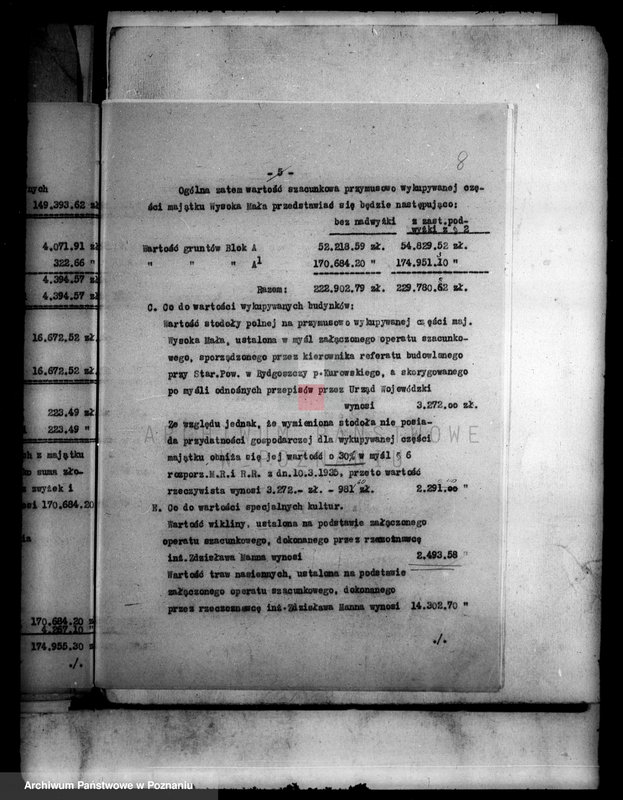 Obraz 12 z jednostki "Operat szacunkowy gruntów przymusowo wykupionych z majątku Wysoka-Mała powiatu wyrzyskiego"