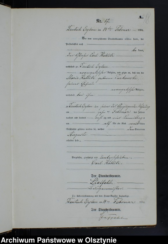 Obraz 20 z jednostki "Geburts-Neben-Register Nr 1 - 155"