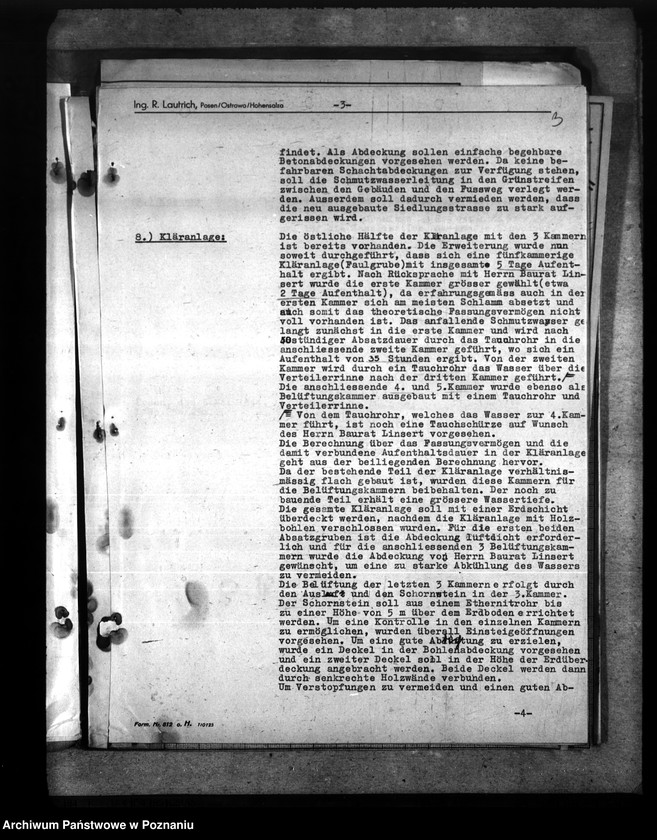 Obraz 7 z jednostki "Entwurt für die Entwässerungsanlage der Reichsbedienstetensiedlung am Rosenweg in Schieratz"