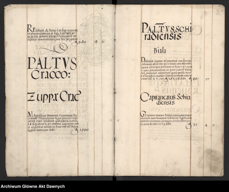 image.from.unit.number "Sumariusz pieniędzy i rejestr retenty piątej części z dochodów dóbr stołowych z terenów całej Rzeczpospolitej."