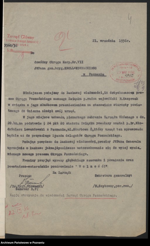 Obraz 8 z jednostki "Prezes Okręgu [korespondencja, protokoły, sprawozdania] Związku Weteranów Powstań Narodowych i Związku Powstańców Wielkopolskich."