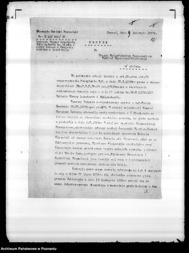 Obraz 16 z jednostki "/Polski Związek Lokatorów i Sublokatorów w Poznaniu/"