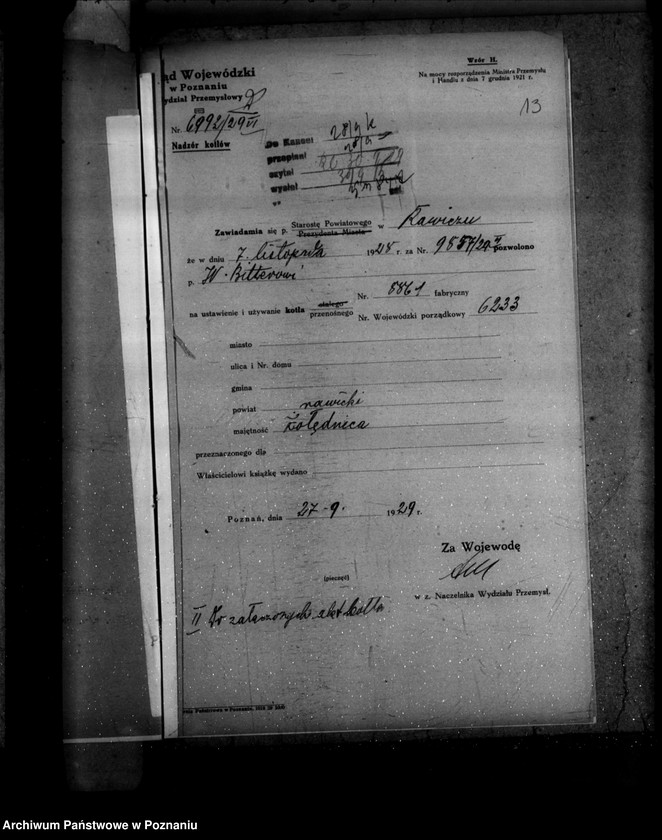 Obraz 17 z jednostki "Gospodarstwo rolne w Gostkowie powiat rawicki własność W. Bittera nr woj. kotła 6233"