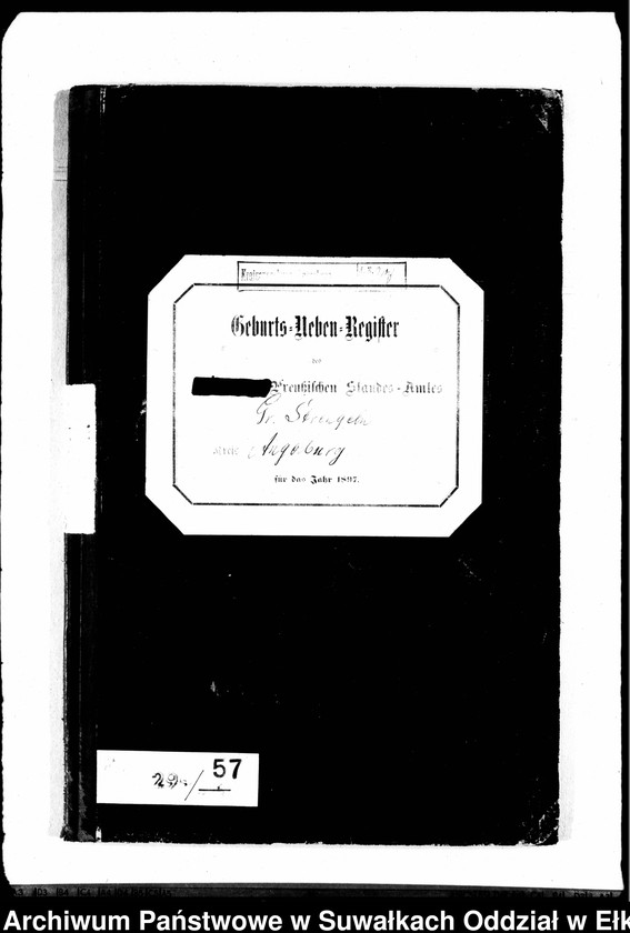 image.from.unit.number "Geburts-Neben-Register des Preussischen Standes-Amtes Gr. Strengeln Kreis Angerburg"