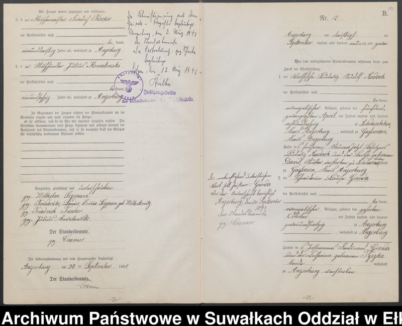 image.from.unit.number "Heiraths-Neben-Register des Preussischen Standes-Amtes Angerburg Kreis Angerburg"