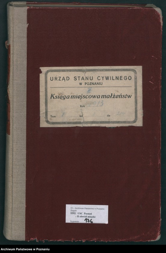 Obraz 2 z jednostki "Księga miejscowa małżeństw tom I [Rejestr główny małżeństw]"