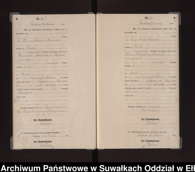 image.from.unit.number "Geburts-Neben-Register des Königlich Preussischen Standes-Amtes Gneist Kreis Loetzen"