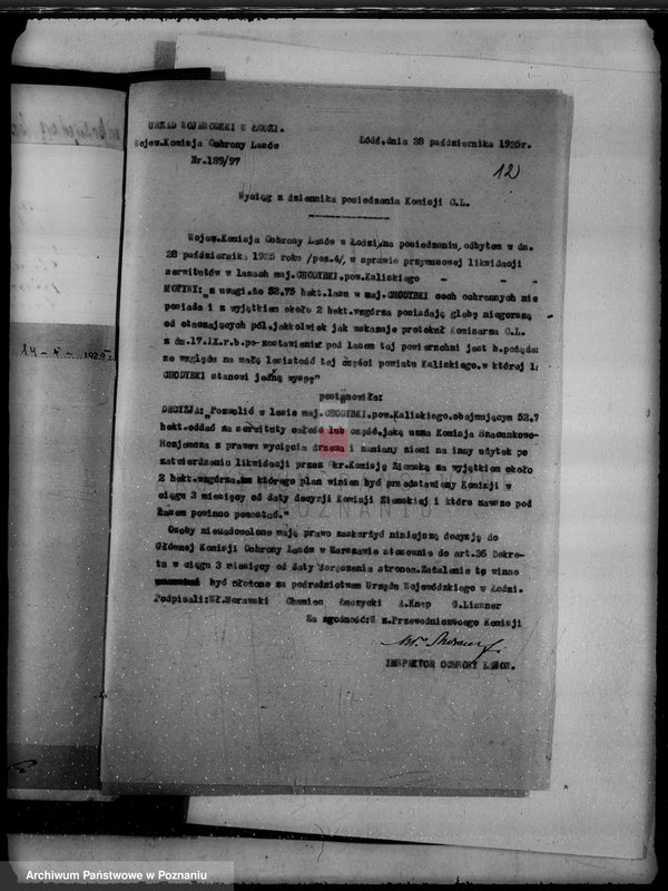 Obraz 16 z jednostki "Gmina Koźminek powiat kaliski /sprawy leśne/"