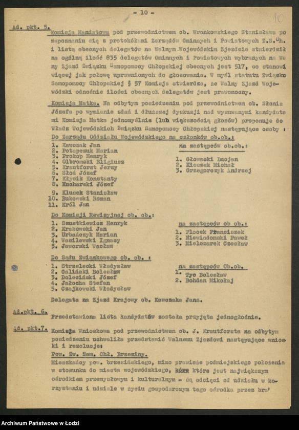 Obraz 11 z jednostki "Związek Samopomocy Chłopskiej-sprawozdania [inspektoratów, referatów, komisji] Zarządu Wojewódzkiego [oraz protokoły ze zjazdów wojewódzkich i okręgowej konferencji rolniczej]"