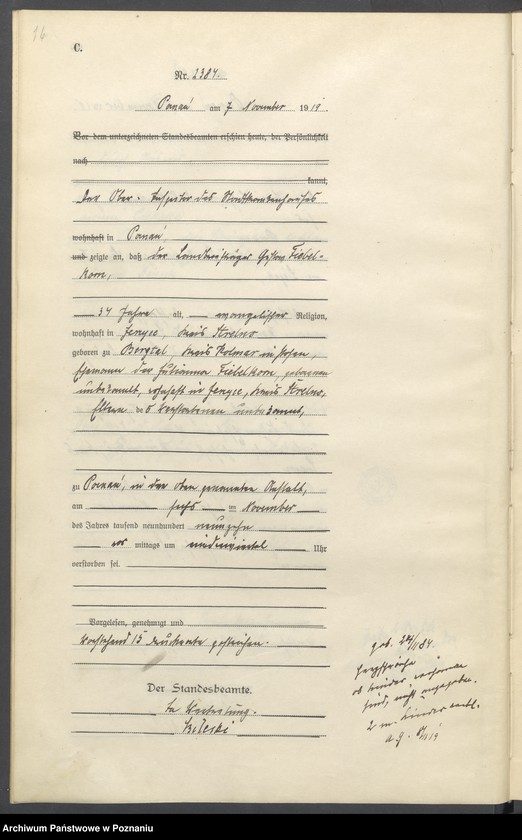 Obraz 18 z jednostki "Księga miejscowa zgonów tom VI [Rejestr główny zgonów]"