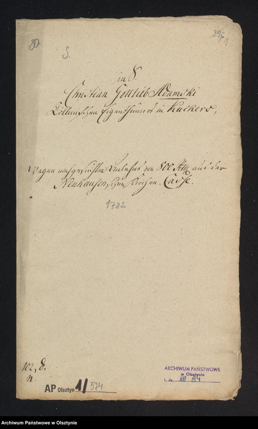 image.from.unit.number "In S. [Sachen] Christian Gottlieb Adamski Cöllmischen Eigenthümers in Kuckers, wegen nagesuchten Anlehes von 800 Rthl [Reichsthaler] aus der Neuhausenschen Kirchen-Caße"