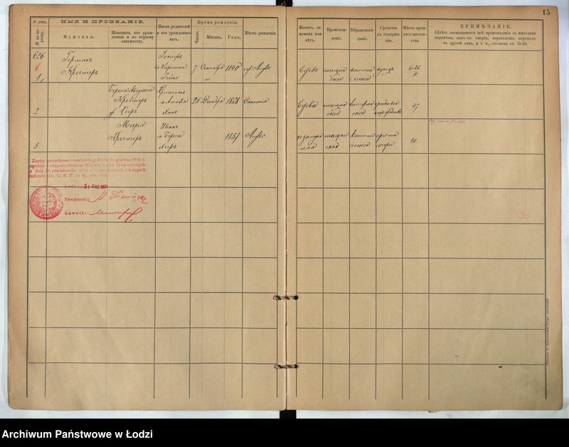 Obraz 5 z jednostki "[Księga ludności stałej m. Łodzi guberni piotrkowskiej nr domu 623-638a]"