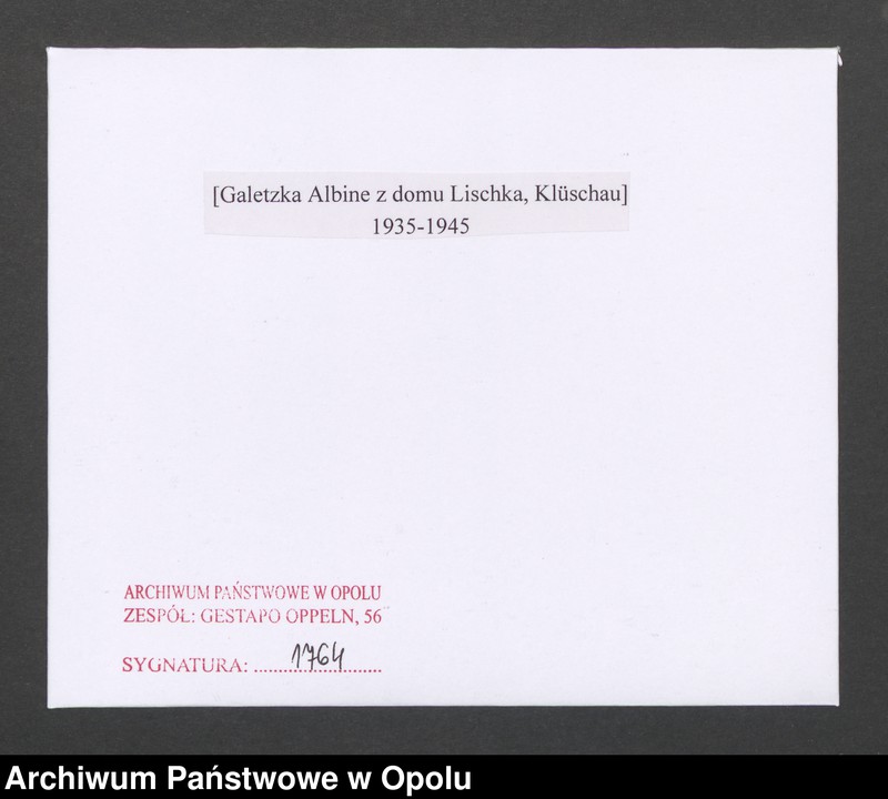 Obraz 2 z jednostki "[Galetzka Albine z domu Lischka, Klüschau]"