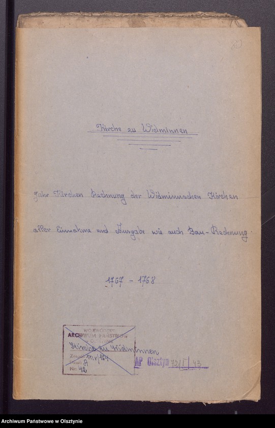 image.from.unit.number "Jahr Kirchen Rechnung der Widminschen Kirchen aller Einnahme und Ausgabe wie auch Bau-Rechnung"