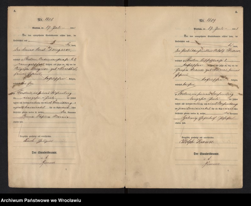 image.from.unit.number "Geburts-Neben-Register Breslau I 1891 Band 5"