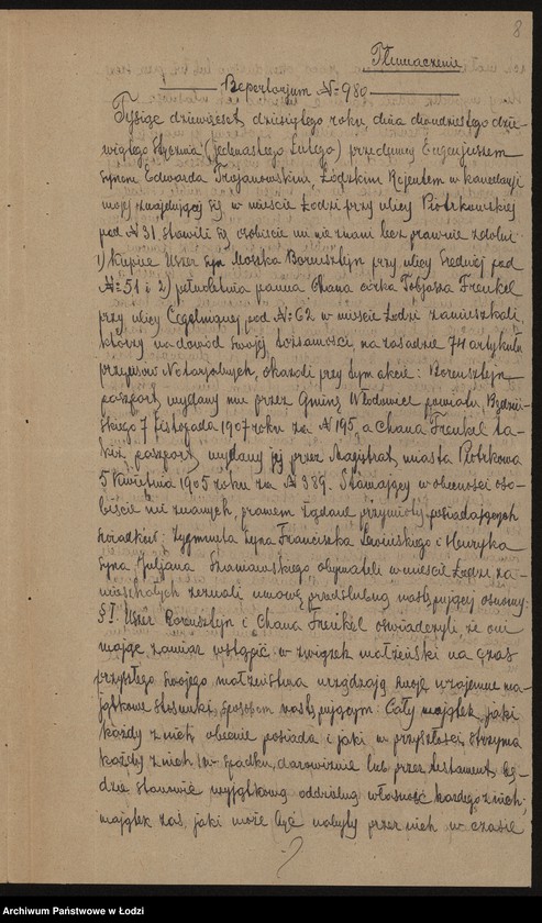 Obraz 10 z jednostki "Uszer Borenstein- wyrób i sprzedaż przędzy wigoniowej"