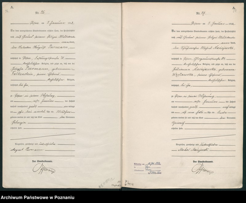 Obraz 16 z jednostki "Księga miejscowa urodzeń tom I [Rejestr główny urodzeń]"