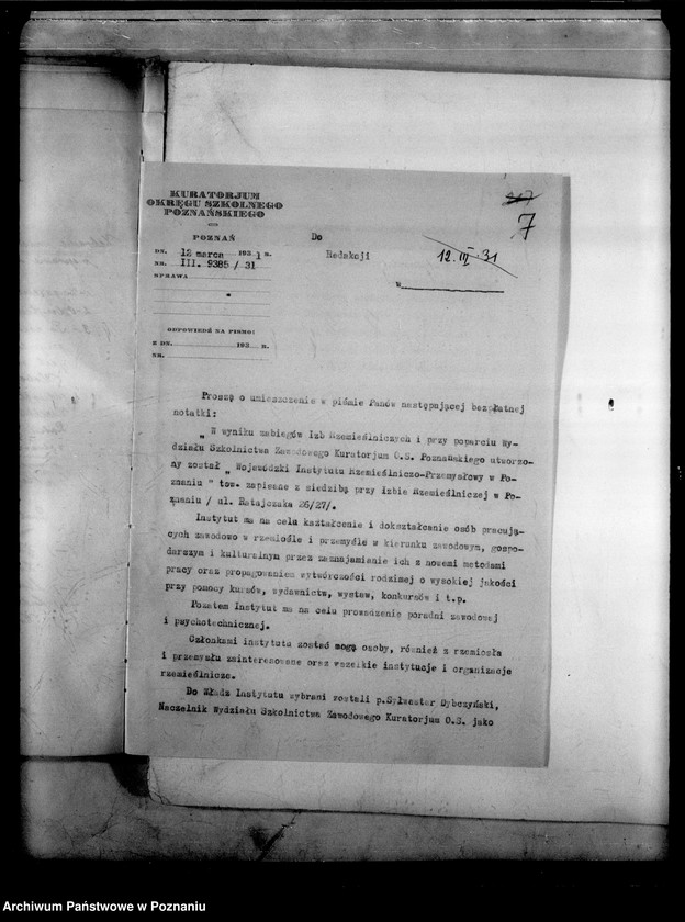 Obraz 11 z jednostki "Różne sprawy dotyczące szkół zawodowych"