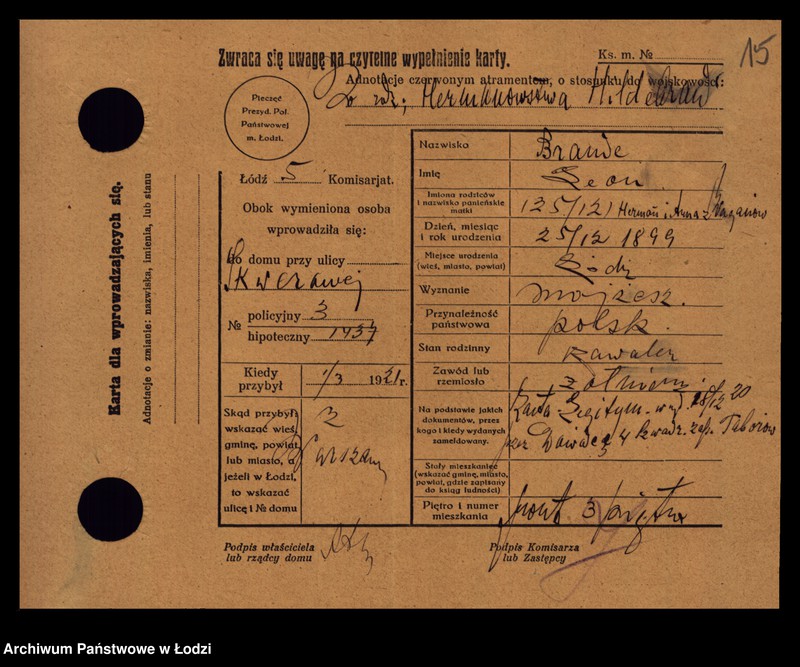 image.from.unit.number "[Spis ludności Łodzi] Bratus - Braune"