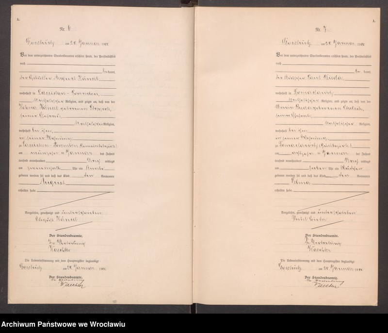 image.from.unit.number "księga urodzeń Urzędu Stanu Cywilnego w Goszczu (Goschütz) 1900"