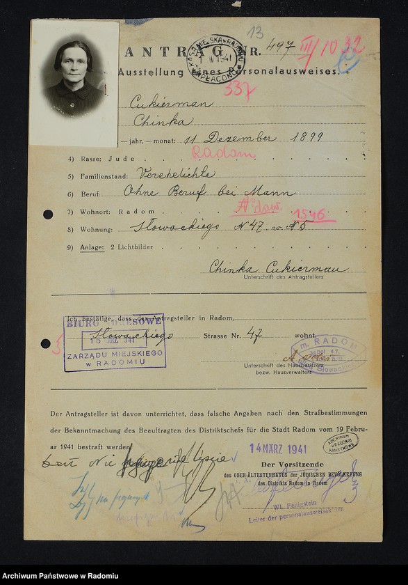 image.from.unit.number "[Wnioski o wydanie dowodów osobistych oraz nie odebrane dowody Cukierman - Cygielman]"