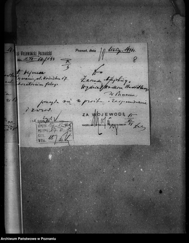 Obraz 12 z jednostki "Zatwierdzenie projektu zakładu przemysłowego /laboratorium do obróbki filmów acetylocelulozowych/ M. Wejman Poznań ul. Kościelna 17"