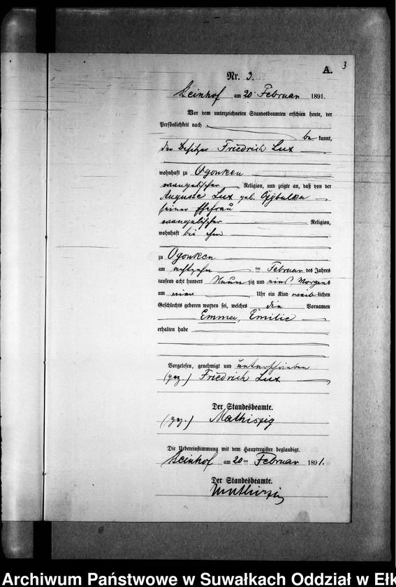 image.from.unit.number "Geburts-Neben-Register des Preussischen Standes-Amtes Gr. Strengeln Kreis Angerburg"