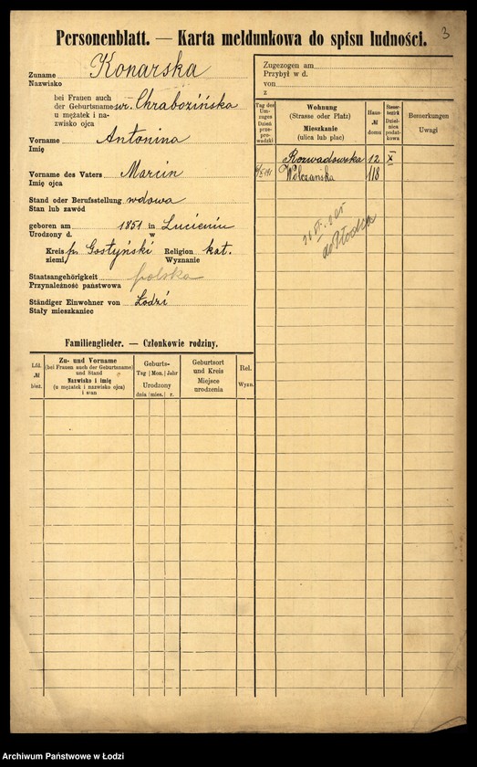 Obraz 5 z jednostki "[Spis ludności Łodzi] Konalska - Konga"