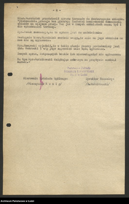 Obraz 3 z jednostki "Państwowe Zakłady Przemysłu Bawełnianego nr 3; protokoły z narad wytwórczych, raporty dzienne z wykonania produkcji"