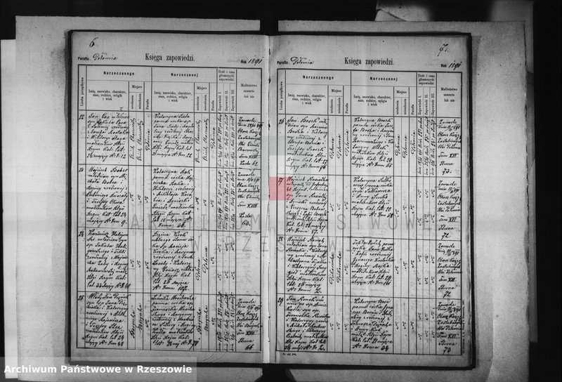 image.from.unit.number "Księga zapowiedzi , małżeństw , urodzeń i zgonów - Połomia, Baryczka, Glinik Charzewski, Glinik Zaborowski, Piekarówka i Wyżne za 1891 rok"