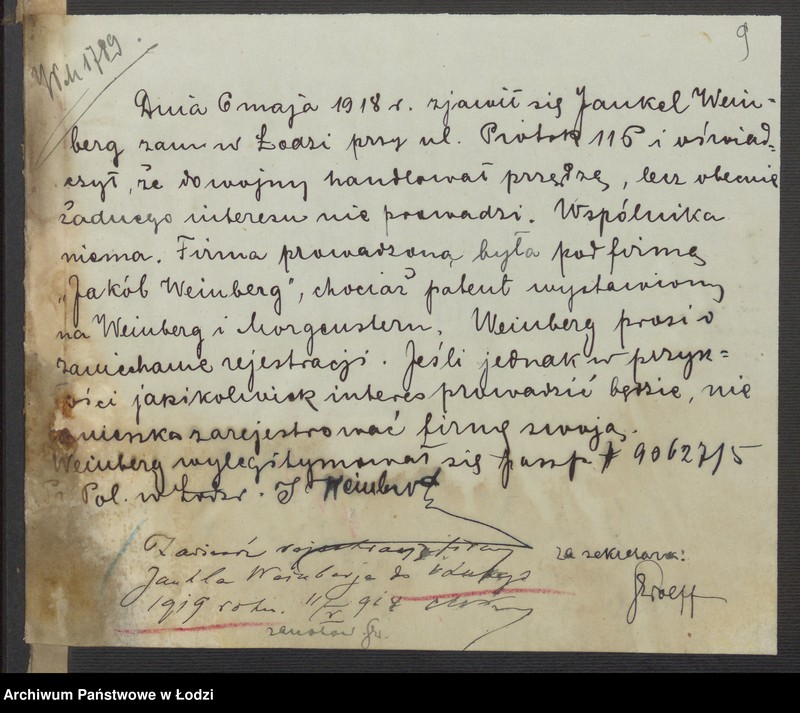 Obraz 11 z jednostki "Jakób Weinberg - sprzedaż towarów manufakturowych"