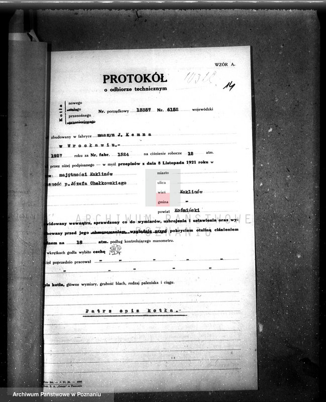 Obraz 18 z jednostki "Gospodarstwo rolne Kuklinów, pow. krotoszyński J. Chełkowskiego nr woj. kotła 6152"