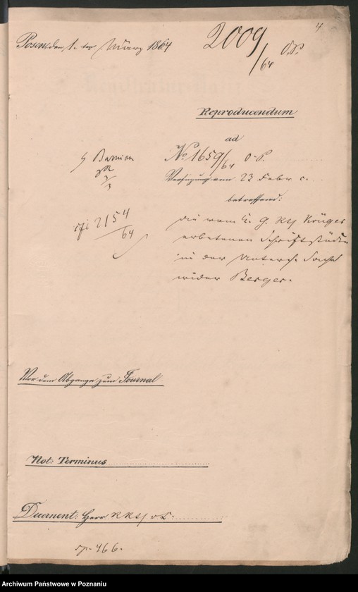 Obraz 9 z jednostki "Die Organisation einer Verschwörung unter der polnischen Bevölkerung der Provinz Posen /Poznań/ im Anschluss an die Insurrektion im Königreiche Polen."