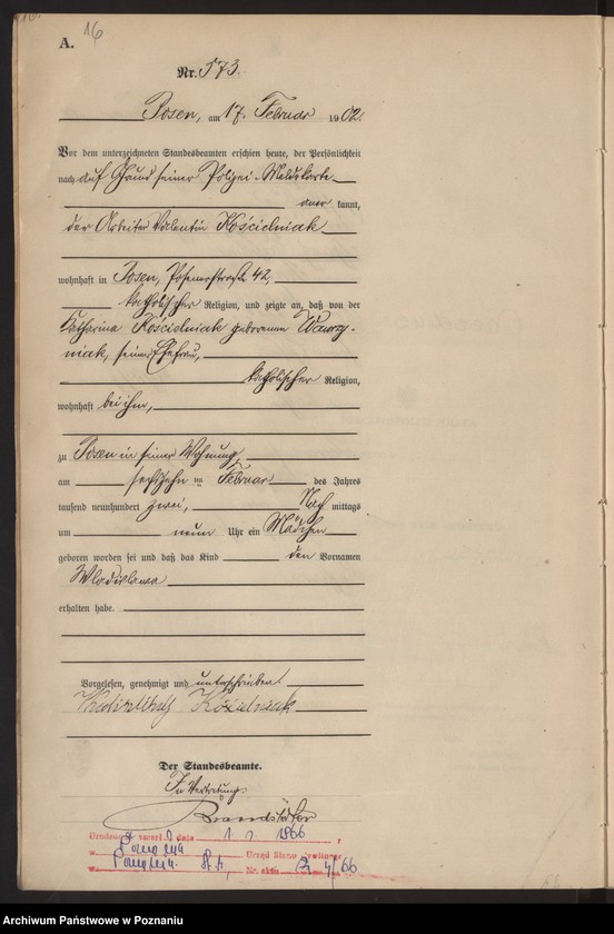 Obraz 19 z jednostki "Księga miejscowa urodzeń t. II"