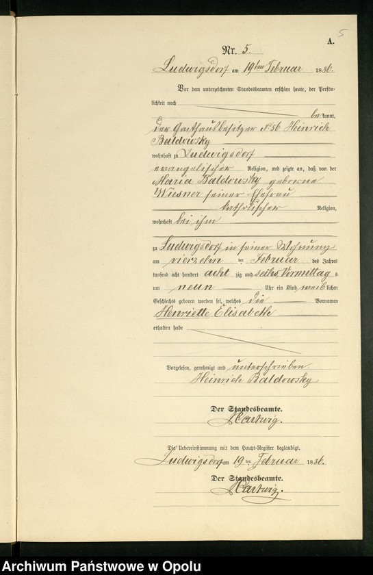 Obraz 9 z jednostki "Geburts-Neben-Register des Standesamts Ludwigsdorf pro 1886"