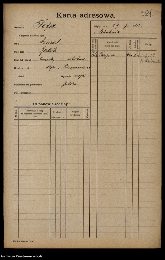 Obraz 4 z jednostki "[Spis ludności Łodzi] Fanelska - Fefer"