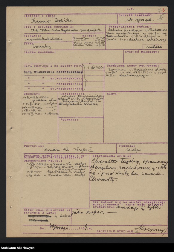image.from.unit.number "Szeregowi Policji Państwowej zatrudnionych w Wydziale III Komendy Głównej Policji Państwowej, cz. II. Opinie."