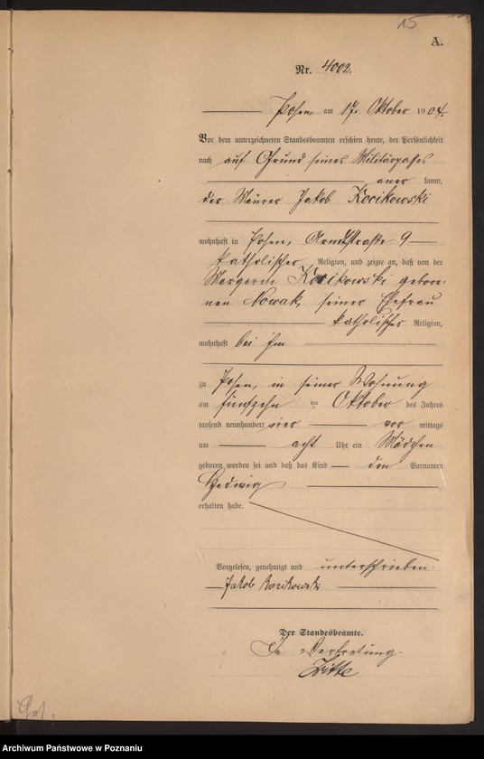 Obraz 16 z jednostki "Księga miejscowa urodzeń tom VIII"