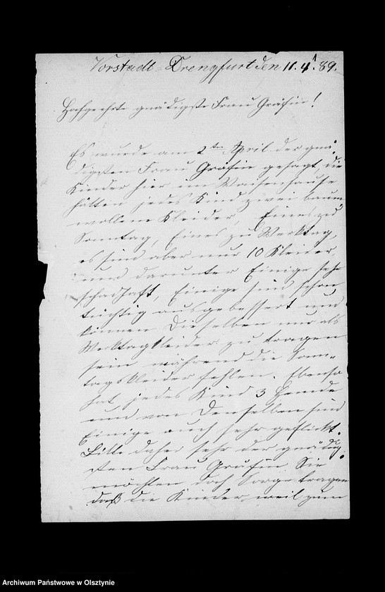 image.from.unit.number "/Monatsberichte der Weisenmutter Louise Fischer u. ihrer Tochter in Drengfurth- Vorstadt an Anna Gfin Lehndorff geb. Hahn/"