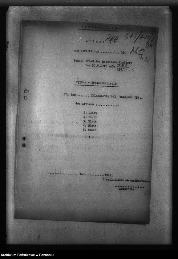 Obraz 18 z jednostki "Gauübersichten der Typhus - Sonderstatistiken"