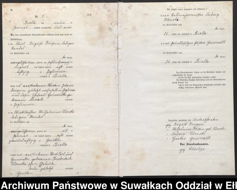 image.from.unit.number "[Heirats-Neben-Register des Königlichen Preussischen Standes-Amtes Bialla Kreis Johannisburg]"