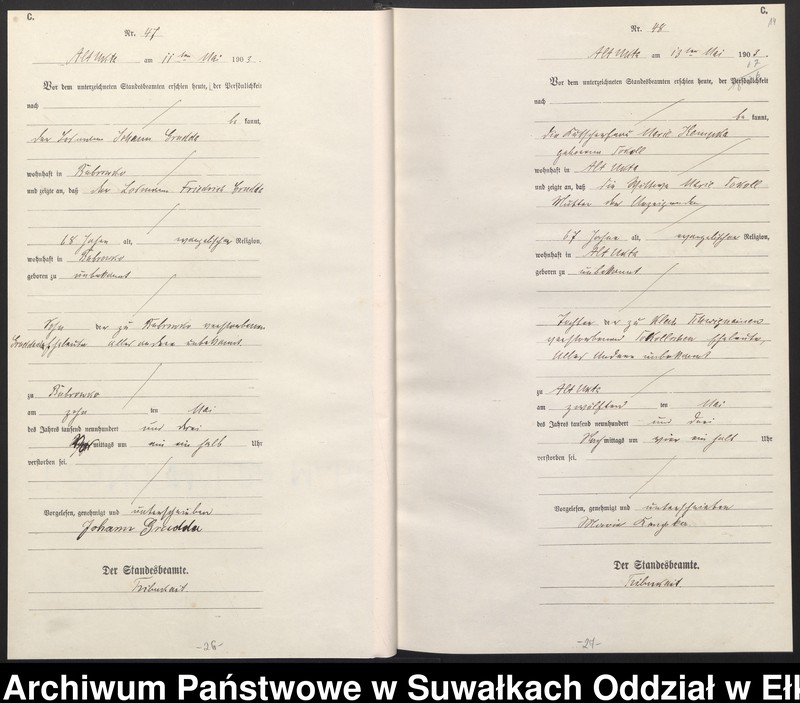 image.from.unit.number "[Sterbe-Haupt-Register des Königlichen Preussischen Standes-Amtes Ukta Kreis Sensburg]"