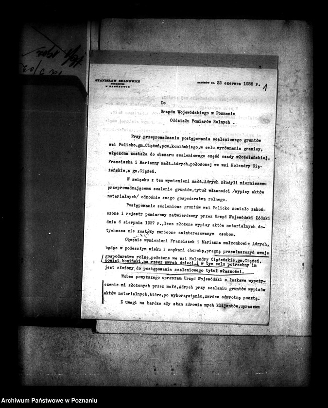 Obraz 5 z jednostki "Regulacja hipoteczna scalonych gruntów wsi Policko powiatu konińskiego"