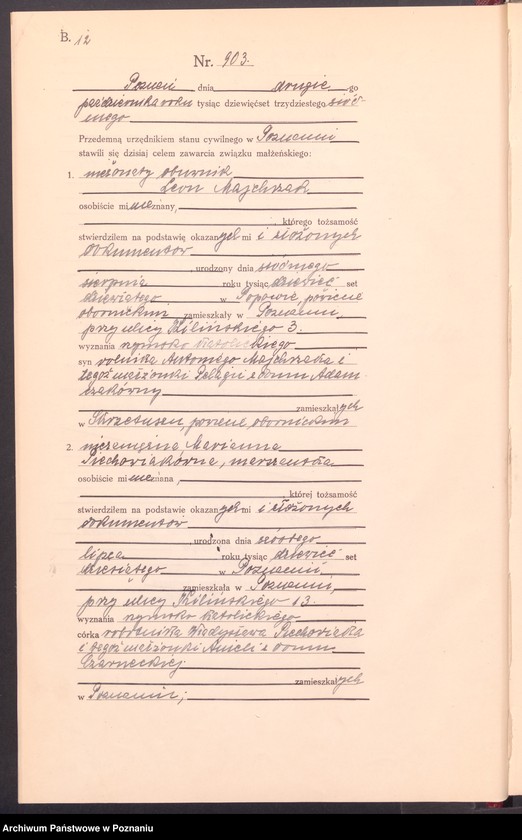 Obraz 14 z jednostki "Księga miejscowa małżeństw tom IV [Rejestr główny małżeństw]"