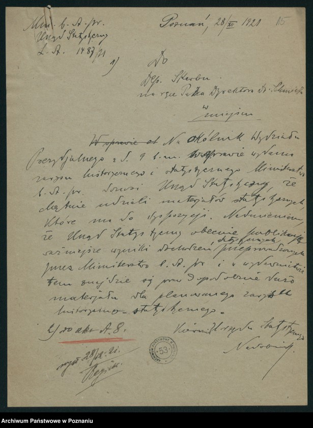 Obraz 17 z jednostki "[Korespondencja z różnymi departamentami i innymi ministerstwami]"