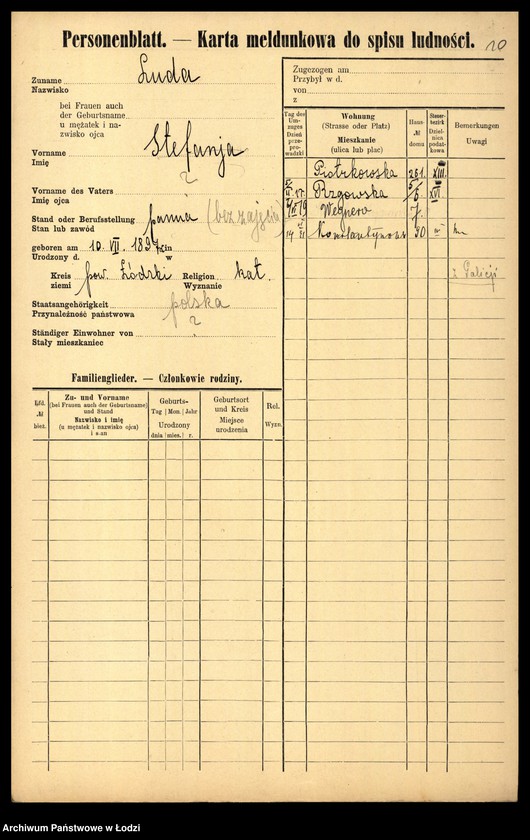 Obraz 12 z jednostki "[Spis ludności Łodzi] Luda - Łukańska"